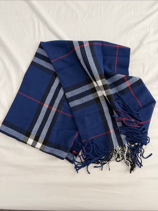 Sento Other - Navy Plaid Fringe Men's Scarf Sweater Accessory